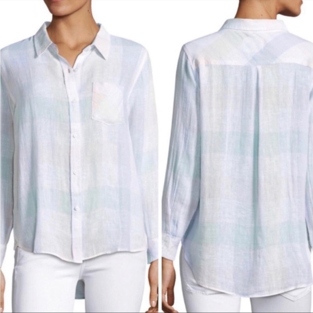 Rails Charli Pastel Buffalo Button Down Shirt Lin… - image 5